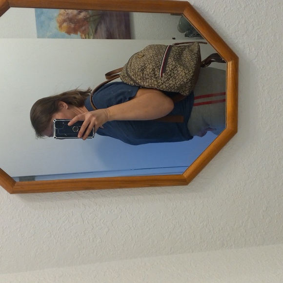 Tommy Hilfiger TH Graphic Brown Beige Backpack Purse - Picture 9 of 16